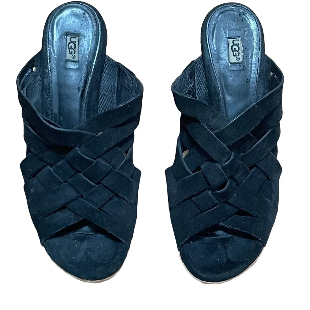 UGG Marta black cork wedge sandals